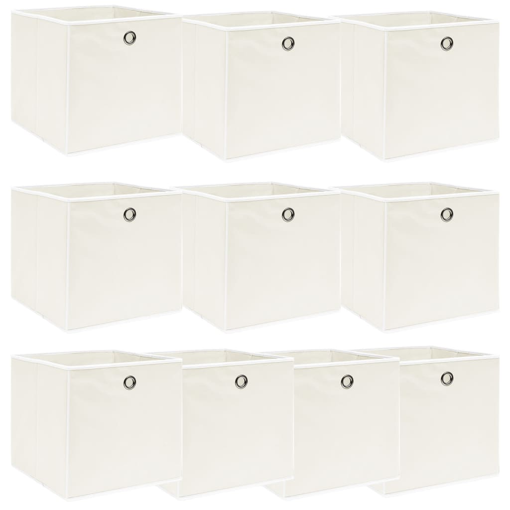 vidaXL Storage Boxes 10 pcs White 32x32x32 cm Fabric
