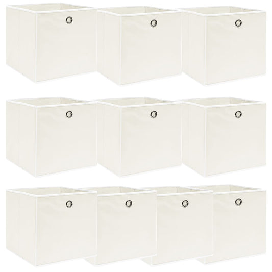 vidaXL Storage Boxes 10 pcs White 32x32x32 cm Fabric