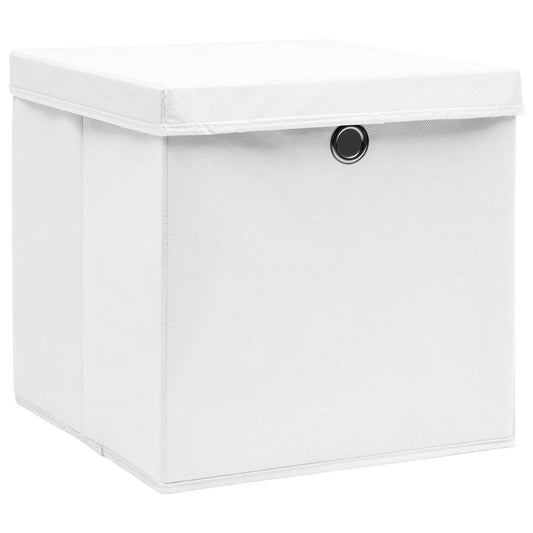 vidaXL Storage Box | Set of 10 | White | Non-woven fabric (100% polyester)
