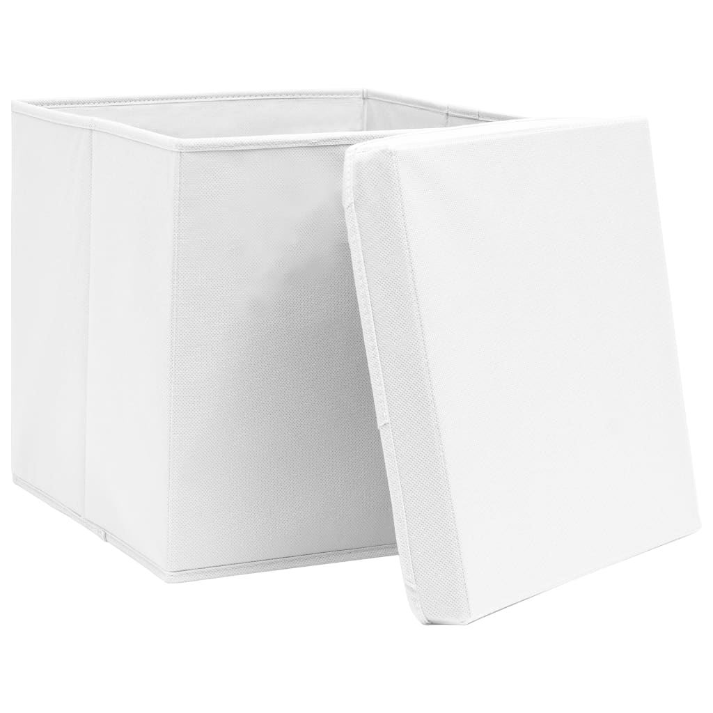 vidaXL Storage Box | Set of 10 | White | Non-woven fabric (100% polyester)