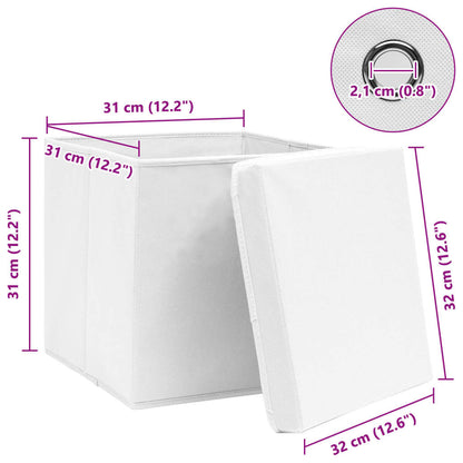 vidaXL Storage Box | Set of 10 | White | Non-woven fabric (100% polyester)