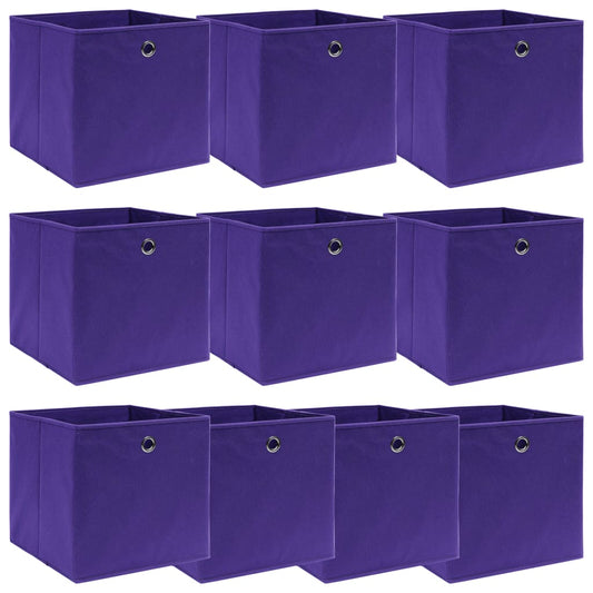 vidaXL Storage Box | Set of 10 | Purple | Non-woven fabric (100% polyester)