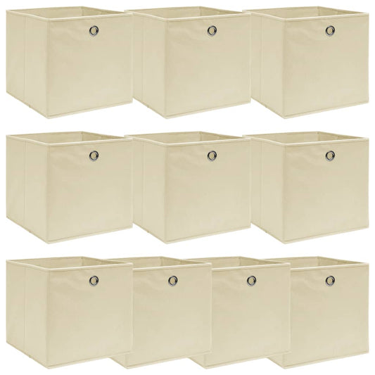 vidaXL Storage Boxes 10 pcs Cream 32x32x32 cm Fabric