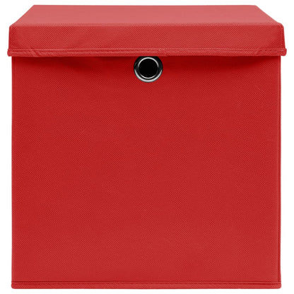 vidaXL Storage Boxes with Lids 4 pcs Red 32x32x32 cm Fabric