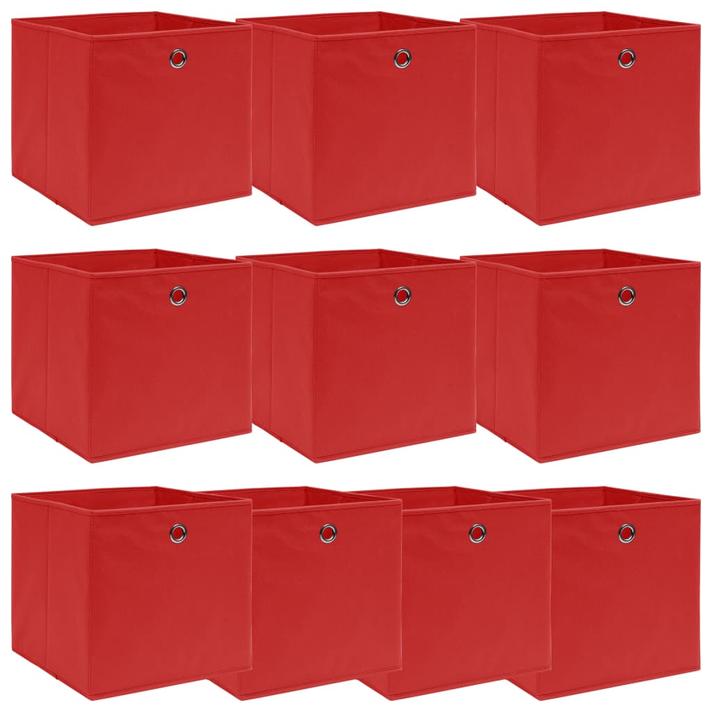vidaXL Storage Boxes 10 pcs Red 32x32x32 cm Fabric