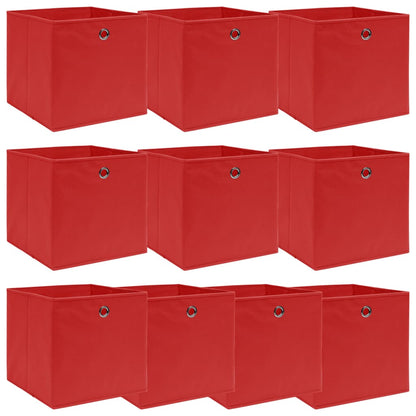vidaXL Storage Boxes 10 pcs Red 32x32x32 cm Fabric