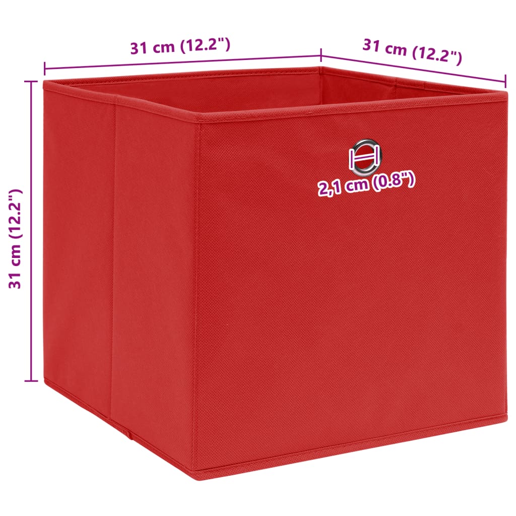 vidaXL Storage Boxes 10 pcs Red 32x32x32 cm Fabric