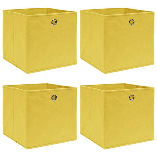 vidaXL Storage Boxes 4 pcs Yellow 32x32x32 cm Fabric
