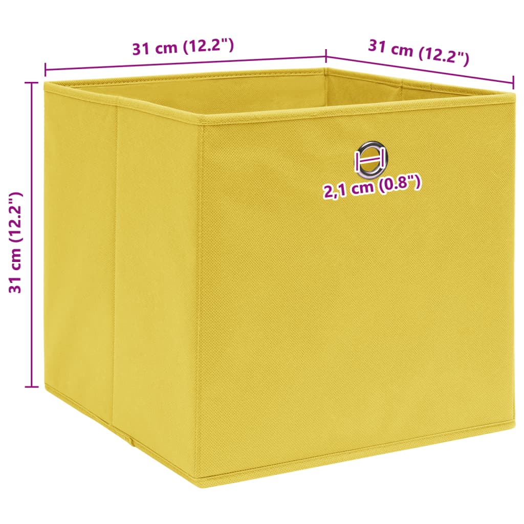 vidaXL Storage Boxes 4 pcs Yellow 32x32x32 cm Fabric