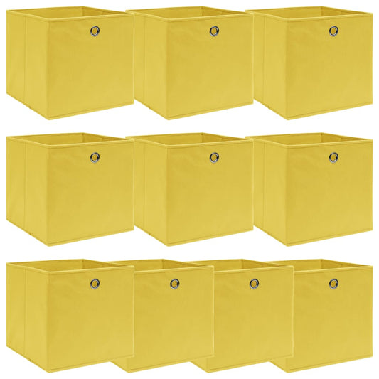 vidaXL Storage Boxes 10 pcs Yellow 32x32x32 cm Fabric