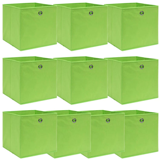 vidaXL Storage Boxes 10 pcs Green 32x32x32 cm Fabric