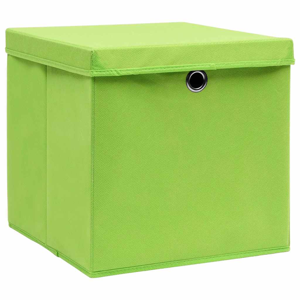 vidaXL Storage Box | Set of 10 | Green | Non-woven fabric (100% polyester)
