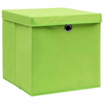 vidaXL Storage Box | Set of 10 | Green | Non-woven fabric (100% polyester)