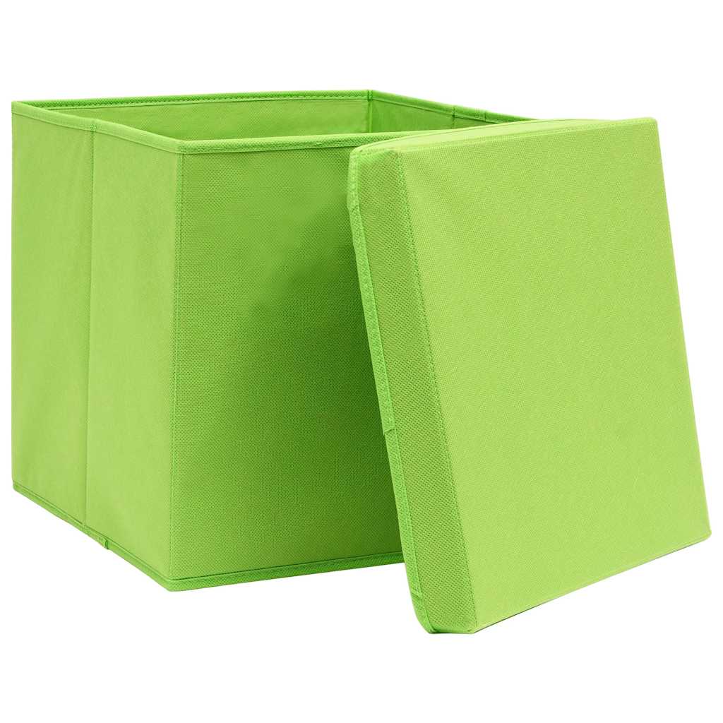 vidaXL Storage Box | Set of 10 | Green | Non-woven fabric (100% polyester)