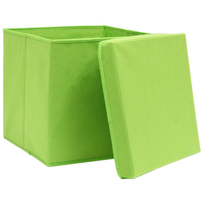 vidaXL Storage Box | Set of 10 | Green | Non-woven fabric (100% polyester)
