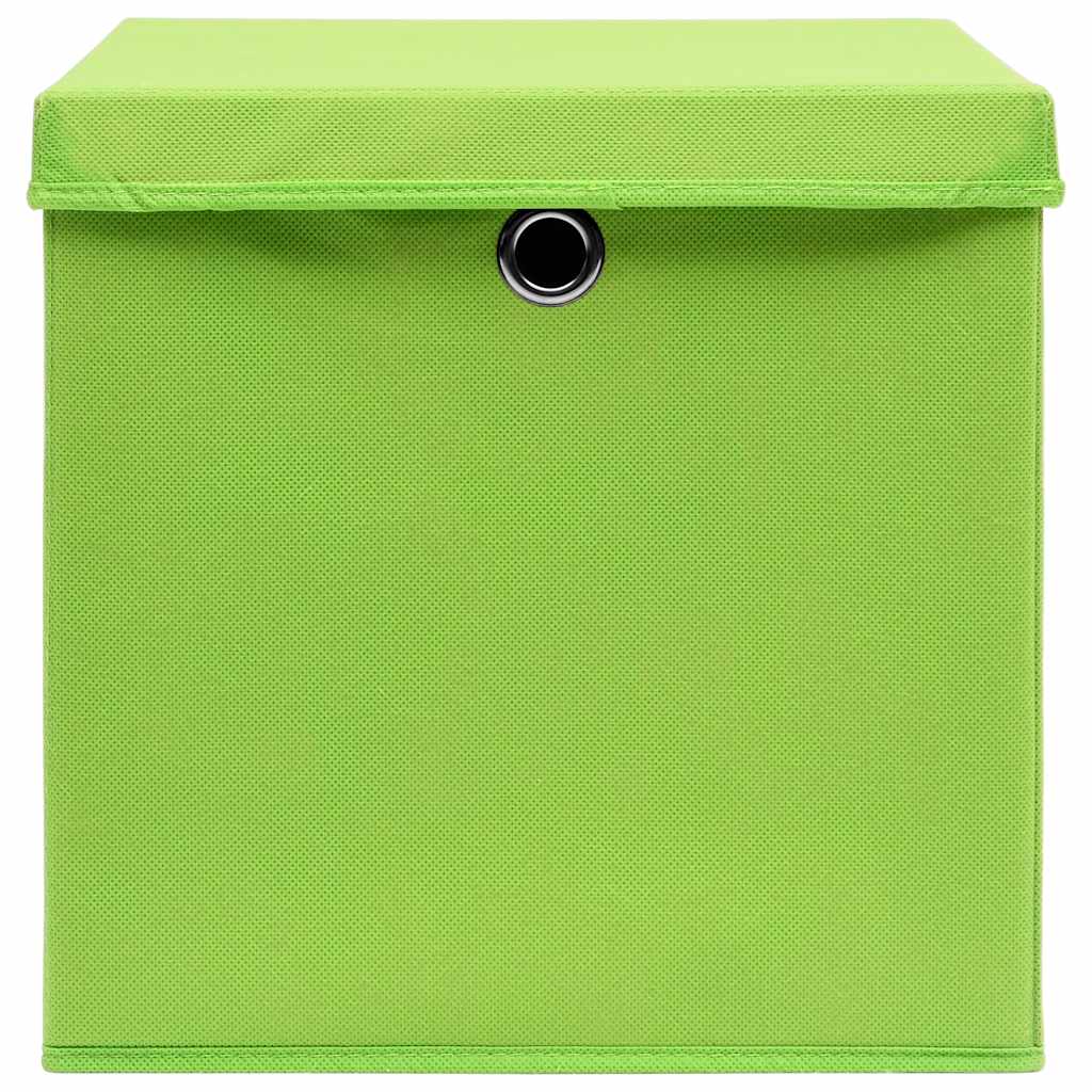 vidaXL Storage Box | Set of 10 | Green | Non-woven fabric (100% polyester)