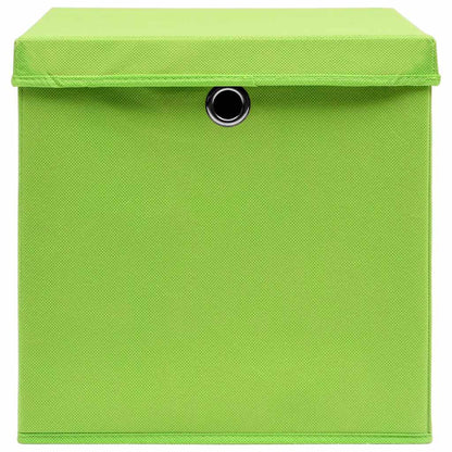 vidaXL Storage Box | Set of 10 | Green | Non-woven fabric (100% polyester)