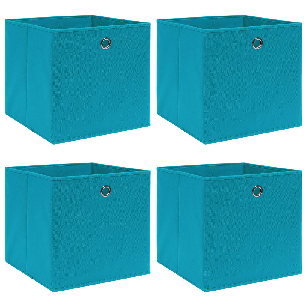 vidaXL Storage Box | Set of 4 | Baby blue | Non-woven fabric (100% polyester)