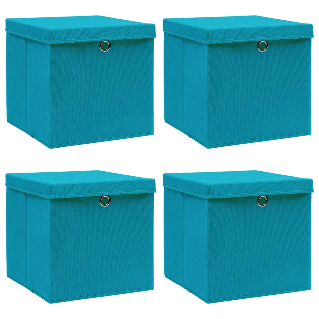 vidaXL Storage Box | Set of 4 | Baby Blue | Non-Woven Fabric (100% Polyester)