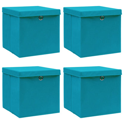 vidaXL Storage Box | Set of 4 | Baby Blue | Non-Woven Fabric (100% Polyester)