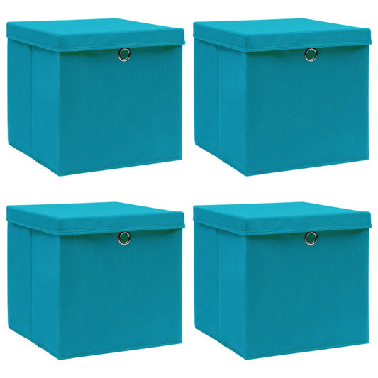 vidaXL Storage Box | Set of 4 | Baby Blue | Non-Woven Fabric (100% Polyester)