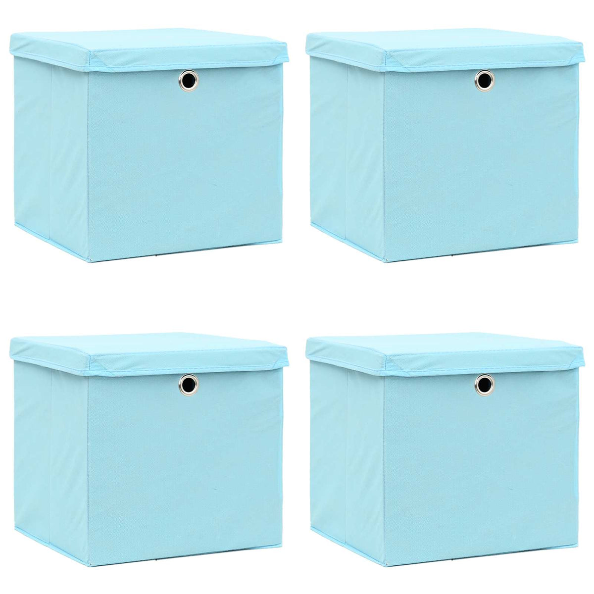 vidaXL Storage Boxes with Lids 4 pcs Baby Blue 32x32x32 cm Fabric
