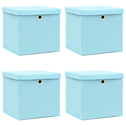 vidaXL Storage Boxes with Lids 4 pcs Baby Blue 32x32x32 cm Fabric