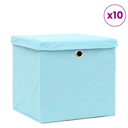 vidaXL Storage Box | Set of 10 | Baby Blue | Non-woven fabric (100% polyester)