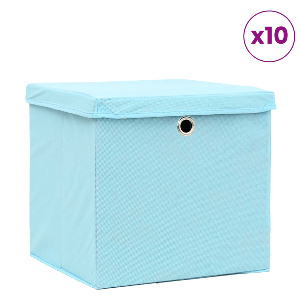 vidaXL Storage Boxes with Lids 10 pcs Baby Blue 32x32x32 cm Fabric
