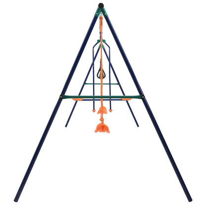 92315 vidaXL Swing Set with Gymnastic Rings and 4 Seats Steel