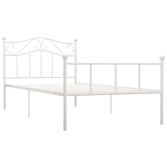 284517 vidaXL Bed Frame without Mattress White Metal 100x200 cm