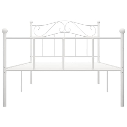 284517 vidaXL Bed Frame without Mattress White Metal 100x200 cm