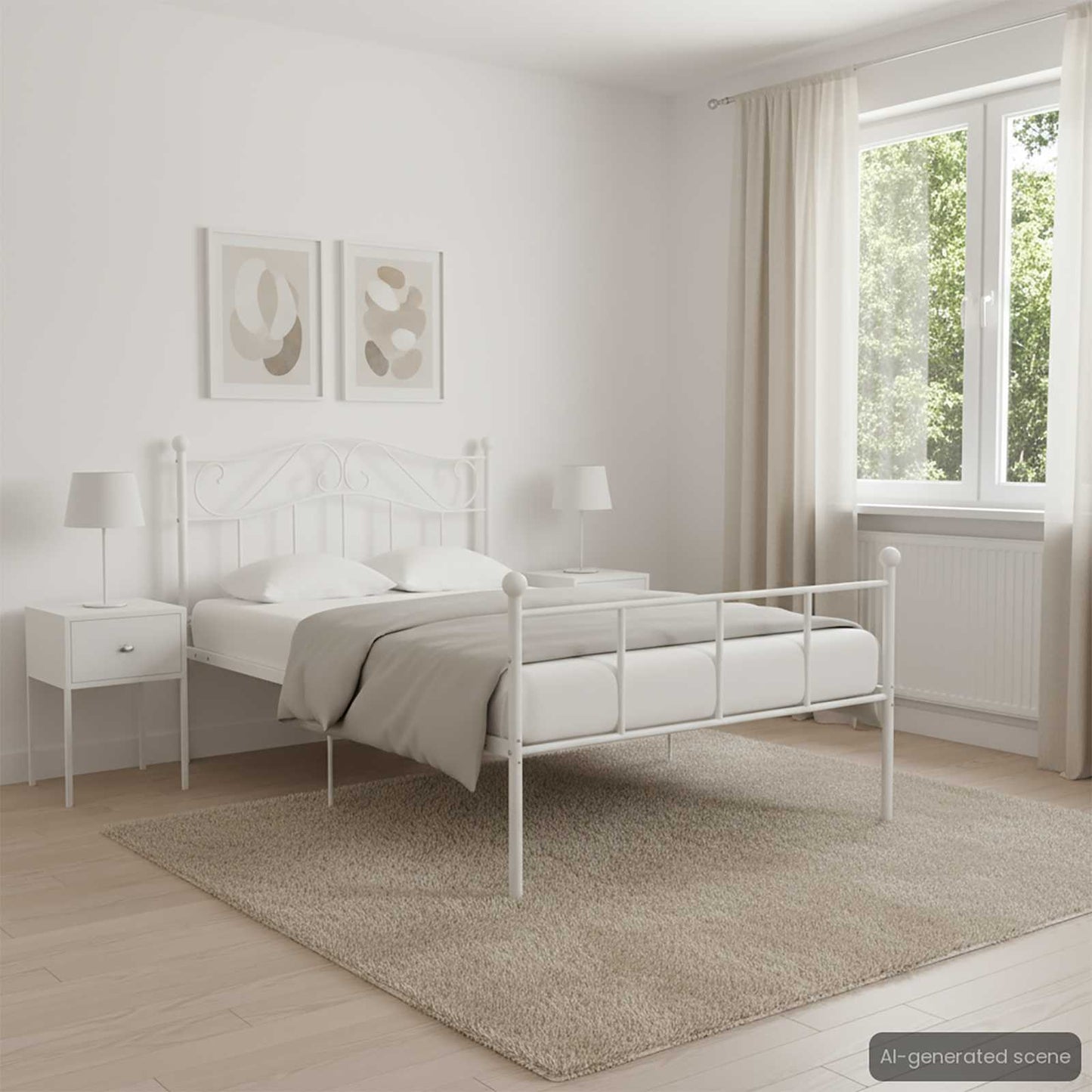 284517 vidaXL Bed Frame without Mattress White Metal 100x200 cm