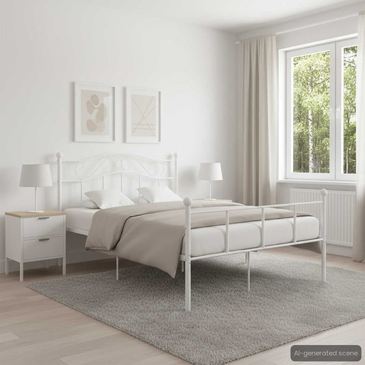 284518 vidaXL Bed Frame without Mattress White Metal 120x200 cm