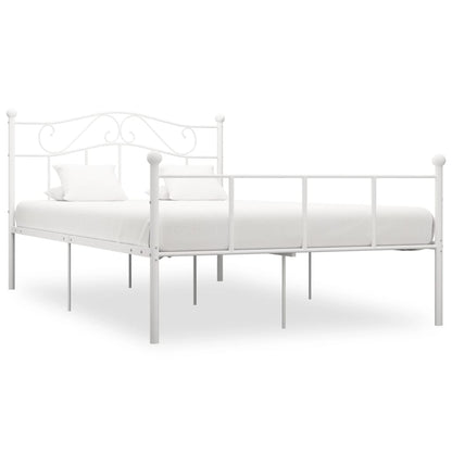 vidaXL Bed Frame | White | Metal | Double | Durable | Bed Frame | Rectangular