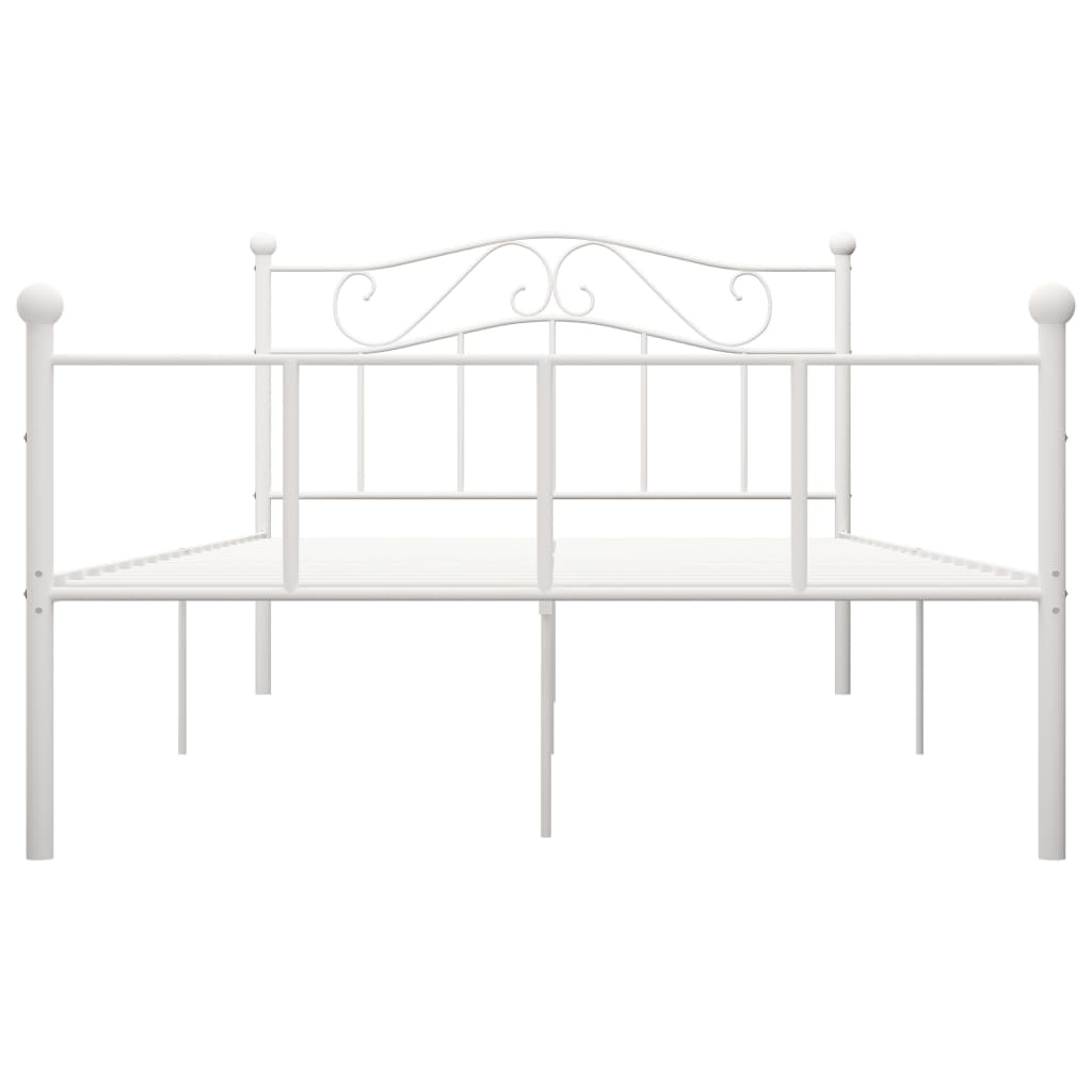 vidaXL Bed Frame | White | Metal | Double | Durable | Bed Frame | Rectangular