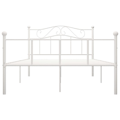 vidaXL Bed Frame | White | Metal | Double | Durable | Bed Frame | Rectangular