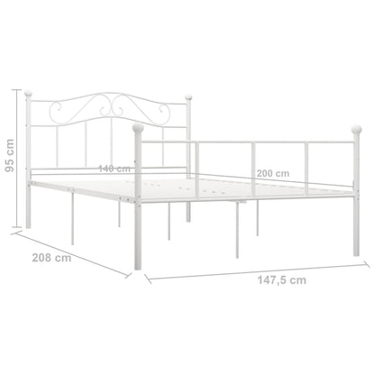 vidaXL Bed Frame | White | Metal | Double | Durable | Bed Frame | Rectangular