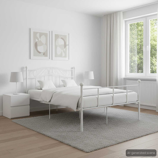284519 vidaXL Bed Frame without Mattress White Metal 140x200 cm