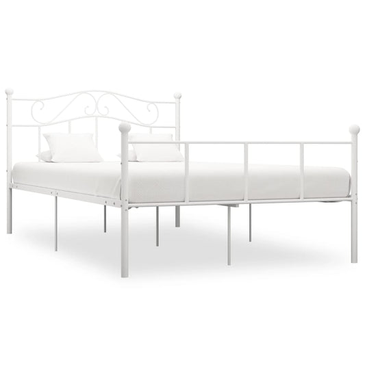 vidaXL Bed Frame | White | Metal | 160x200 cm | Durable | Rectangular