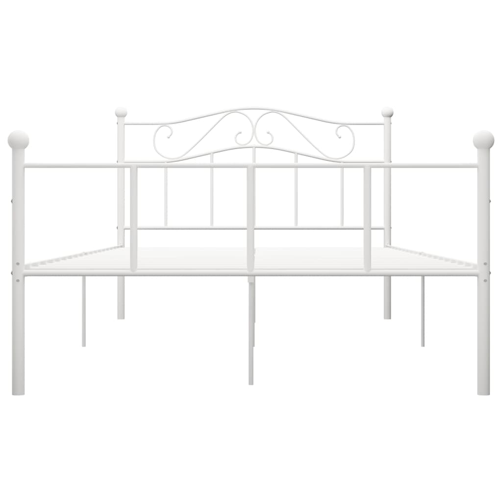vidaXL Bed Frame | White | Metal | 160x200 cm | Durable | Rectangular
