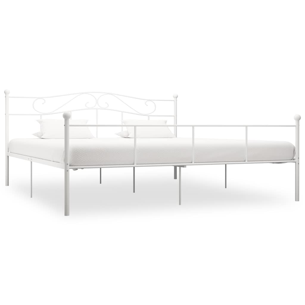 284521 vidaXL Bed Frame without Mattress White Metal 180x200 cm Super King