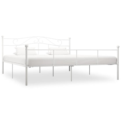 284521 vidaXL Bed Frame without Mattress White Metal 180x200 cm Super King