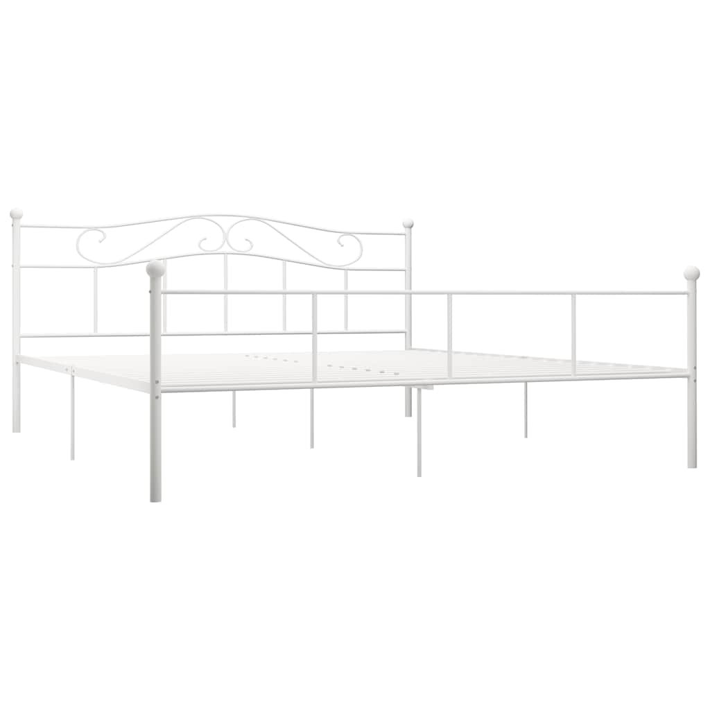 284521 vidaXL Bed Frame without Mattress White Metal 180x200 cm Super King