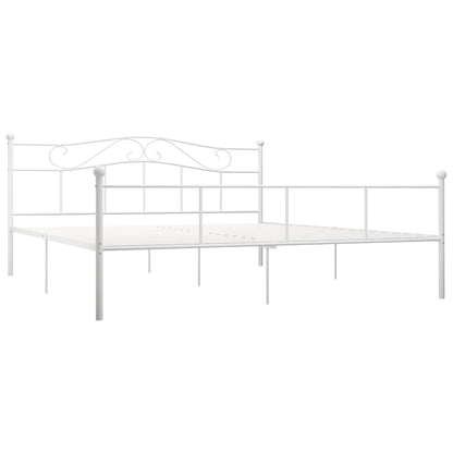 284521 vidaXL Bed Frame without Mattress White Metal 180x200 cm Super King