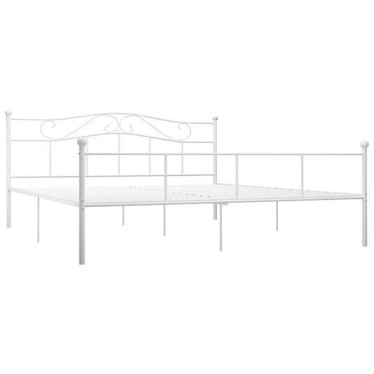 284521 vidaXL Bed Frame without Mattress White Metal 180x200 cm Super King