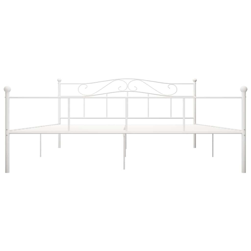 284521 vidaXL Bed Frame without Mattress White Metal 180x200 cm Super King