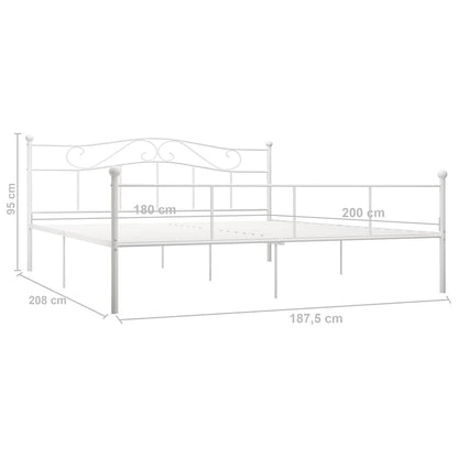 284521 vidaXL Bed Frame without Mattress White Metal 180x200 cm Super King