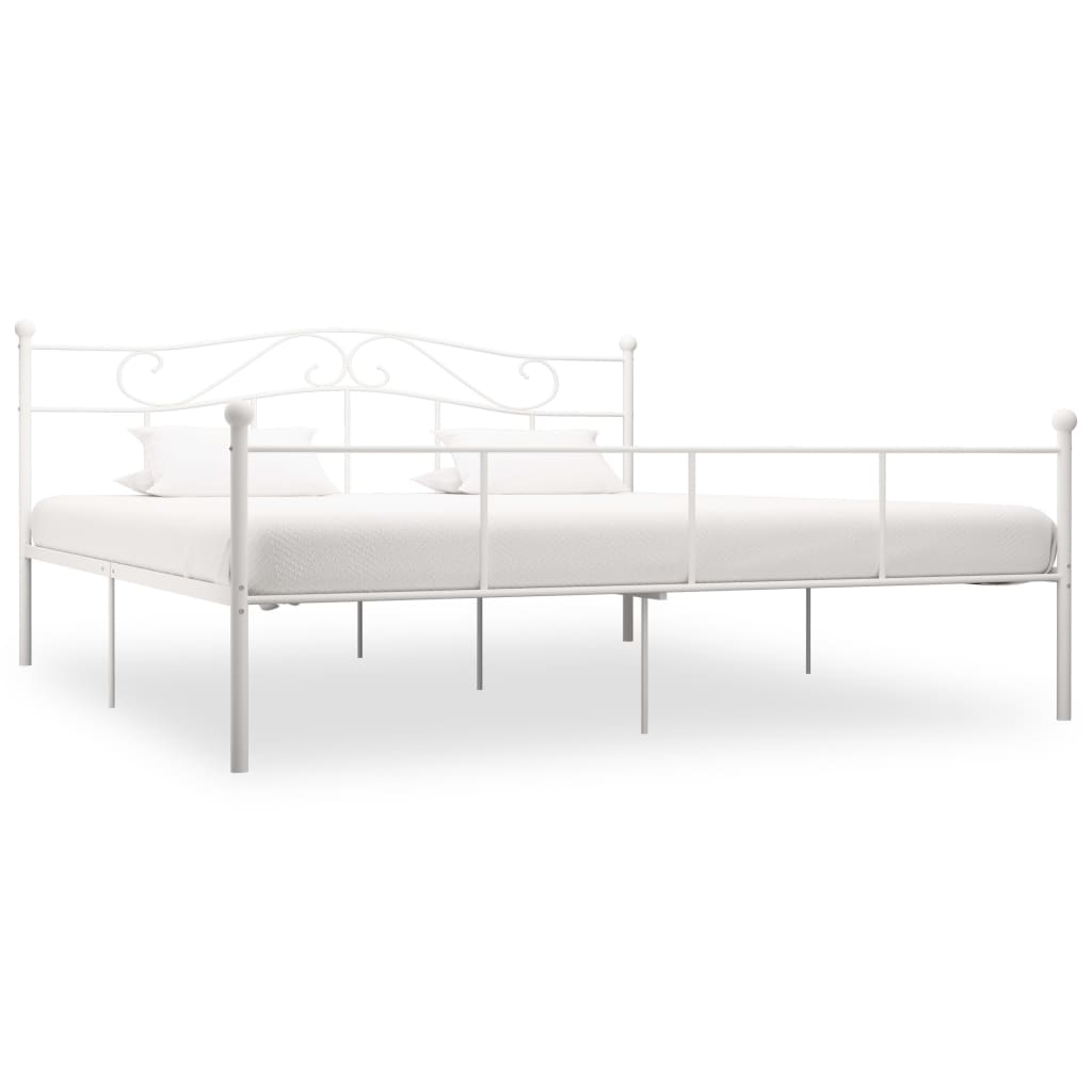 284522 vidaXL Bed Frame without Mattress White Metal 200x200 cm