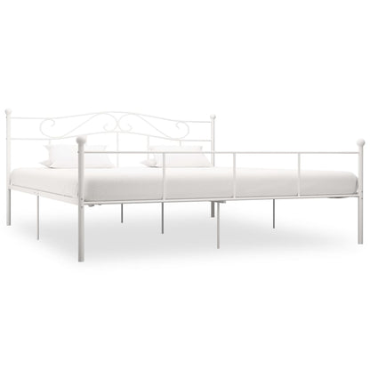 284522 vidaXL Bed Frame without Mattress White Metal 200x200 cm